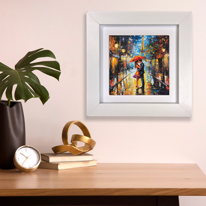 Parisian Rainfall Framed Ceramic Art Tiles