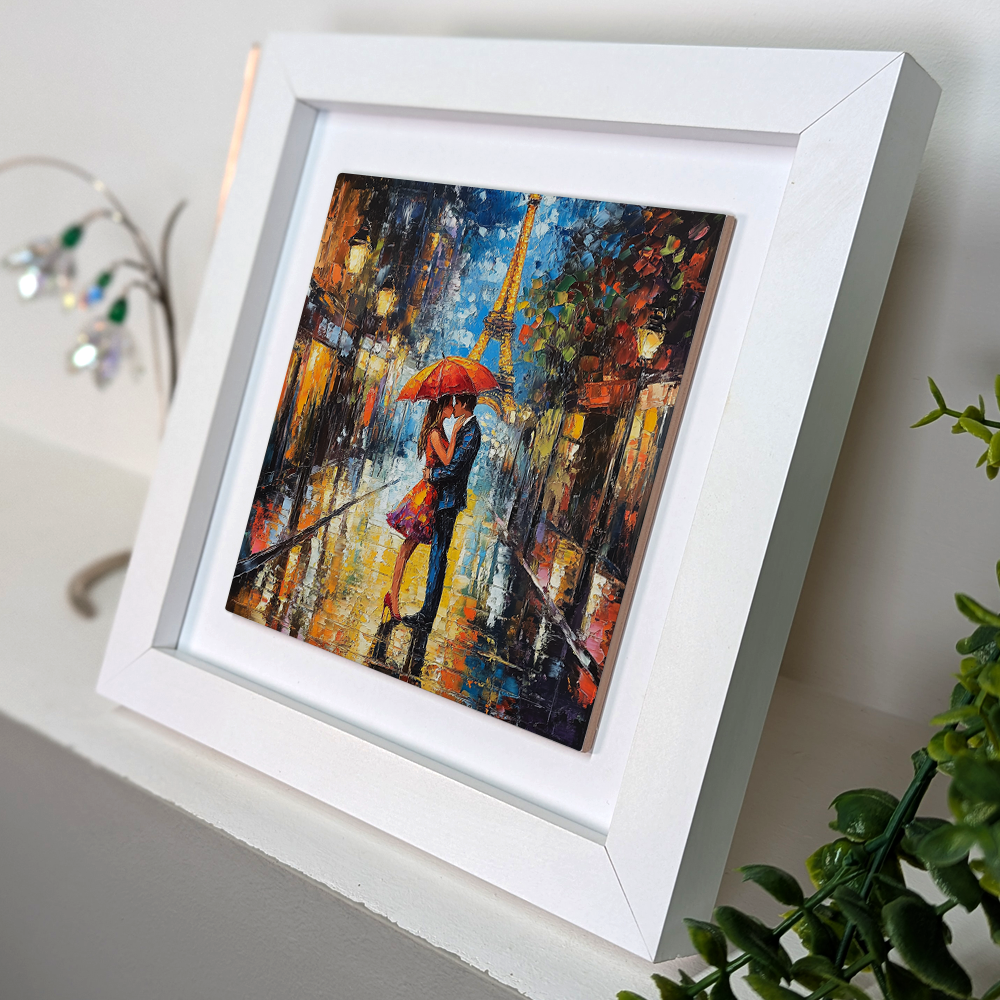 Parisian Rainfall Framed Ceramic Art Tiles