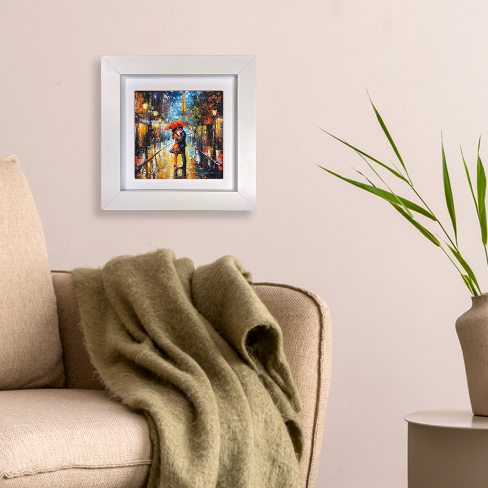 Parisian Rainfall Framed Ceramic Art Tiles