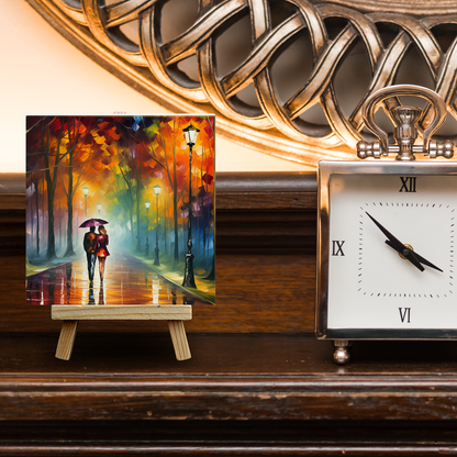 Autumn Stroll Ceramic Art Tile with Easel