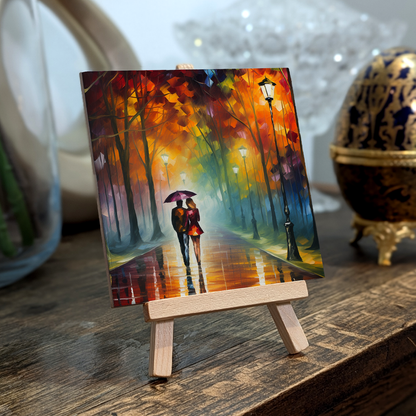 Autumn Stroll Ceramic Art Tile with Easel