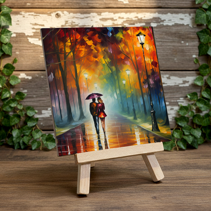Autumn Stroll Ceramic Art Tile with Easel