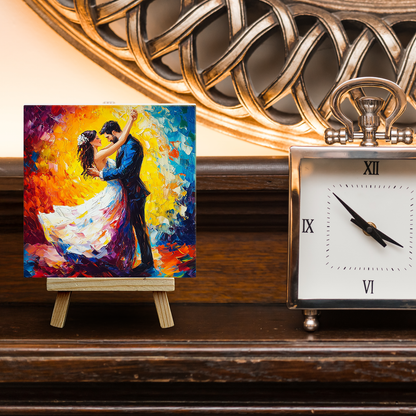 First Dance Ceramic Art Tile with Easel