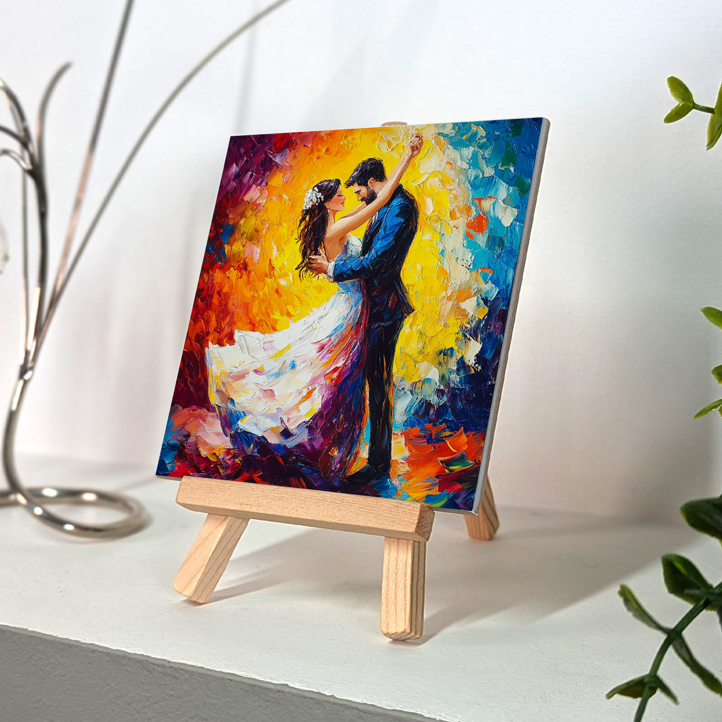 First Dance Ceramic Art Tile with Easel