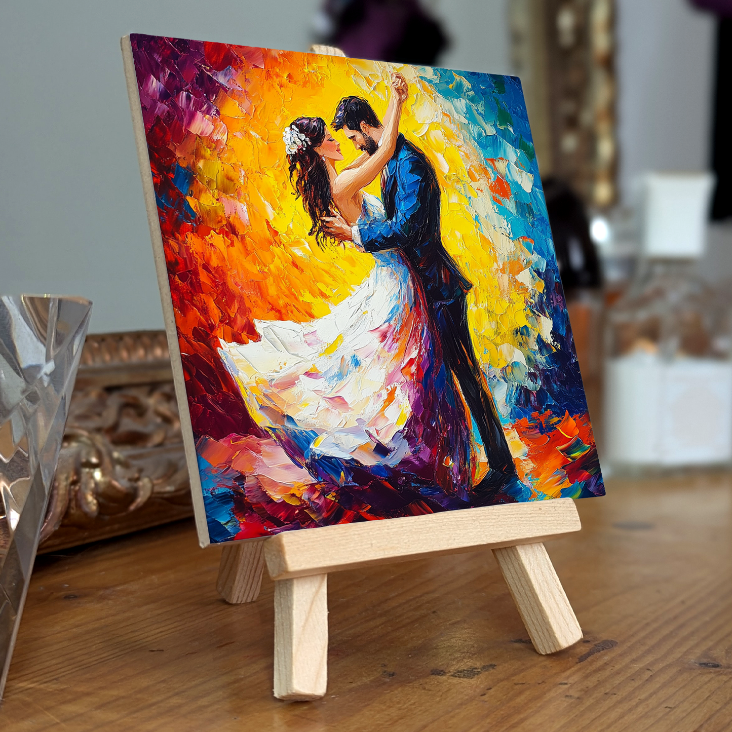 First Dance Ceramic Art Tile with Easel