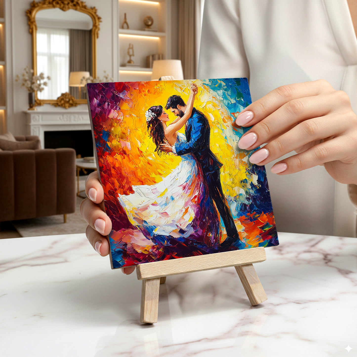 First Dance Ceramic Art Tile with Easel