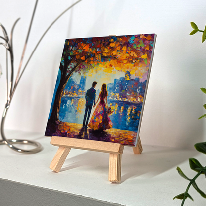 Twilight Reflections Ceramic Art Tile with Easel