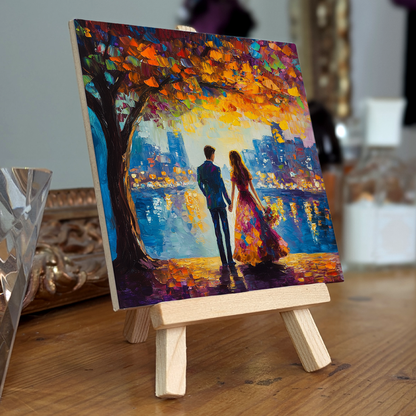 Twilight Reflections Ceramic Art Tile with Easel