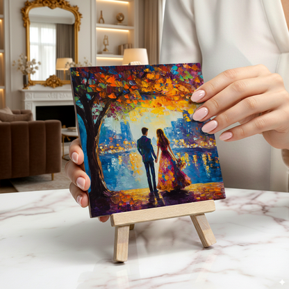 Twilight Reflections Ceramic Art Tile with Easel