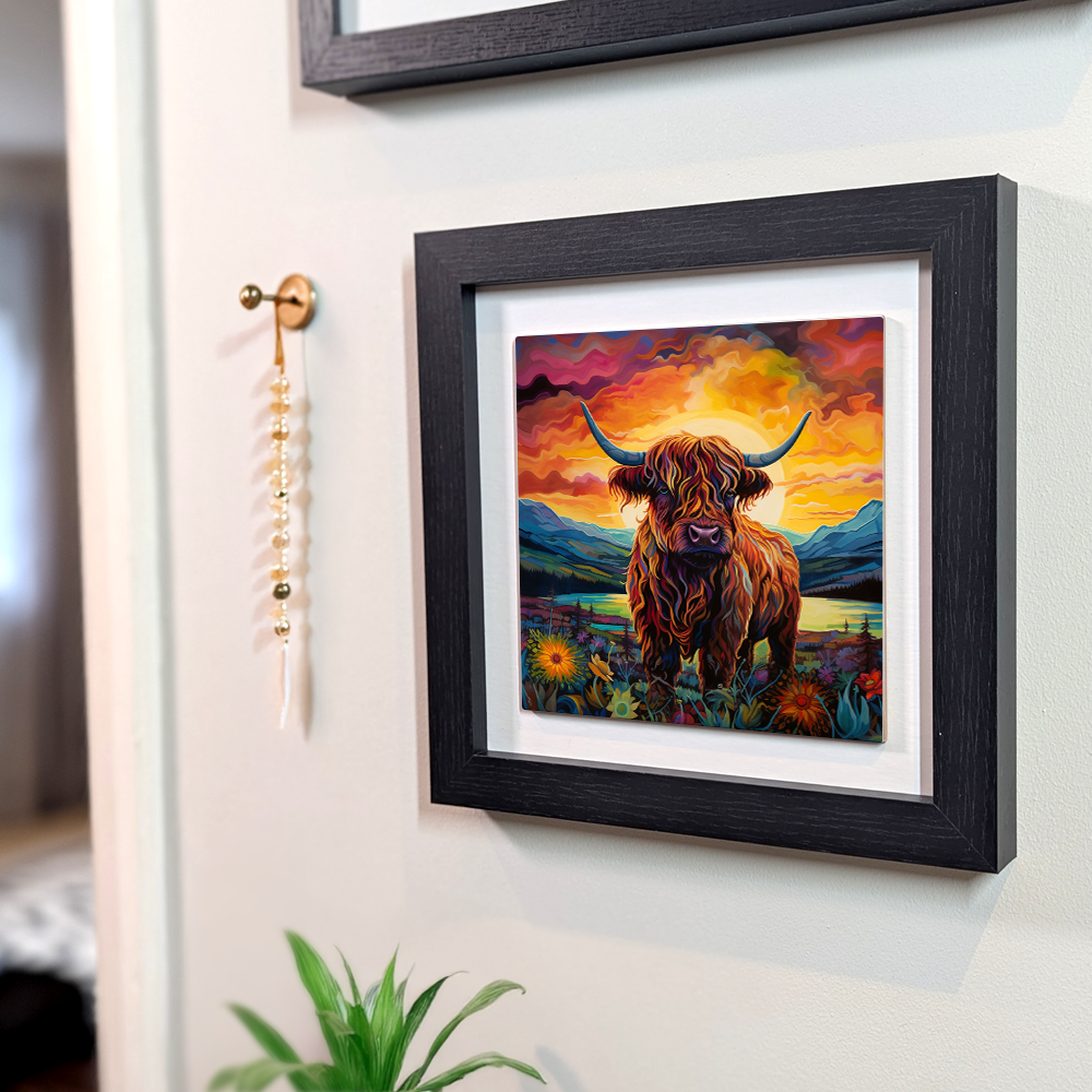 Highland Cow Framed Ceramic Art Tiles