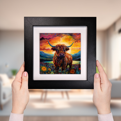 Highland Cow Framed Ceramic Art Tiles