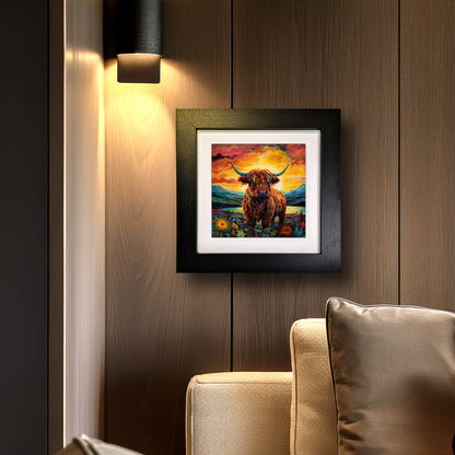 Highland Cow Framed Ceramic Art Tiles