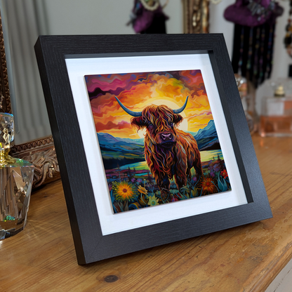 Highland Cow Framed Ceramic Art Tiles