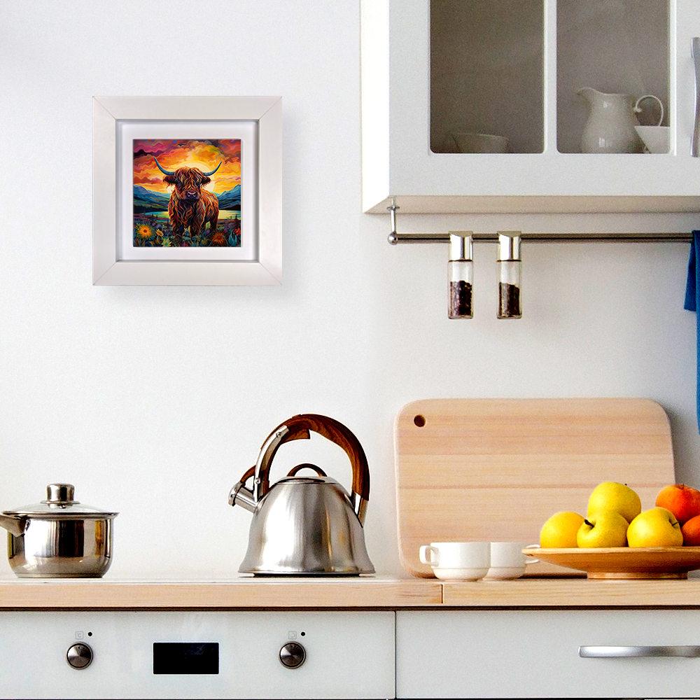 Highland Cow Framed Ceramic Art Tiles