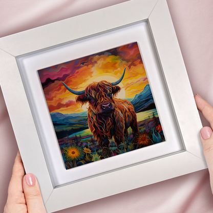 Highland Cow Framed Ceramic Art Tiles