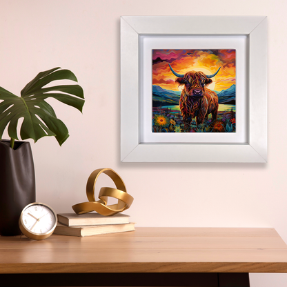 Highland Cow Framed Ceramic Art Tiles