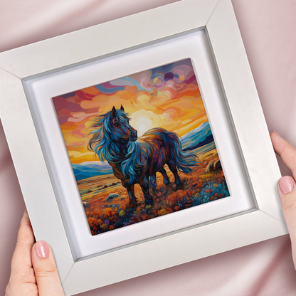 Shetland Pony Framed Ceramic Art Tiles