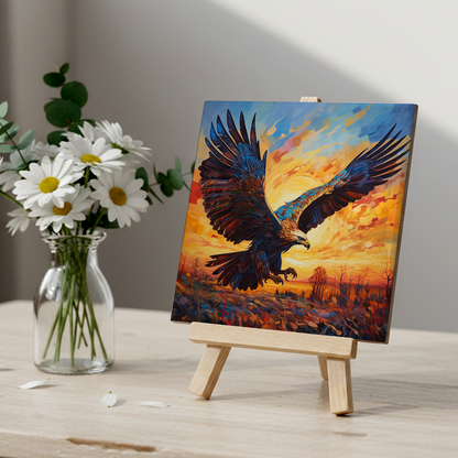 Golden Eagle Ceramic Art Tile with Easel