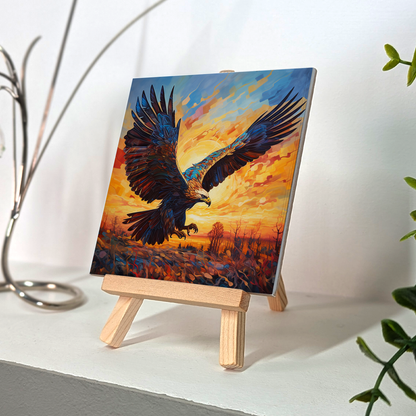 Golden Eagle Ceramic Art Tile with Easel