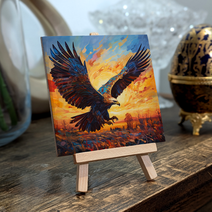 Golden Eagle Ceramic Art Tile with Easel