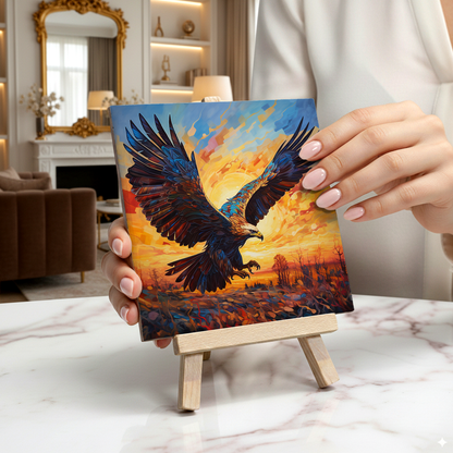 Golden Eagle Ceramic Art Tile with Easel