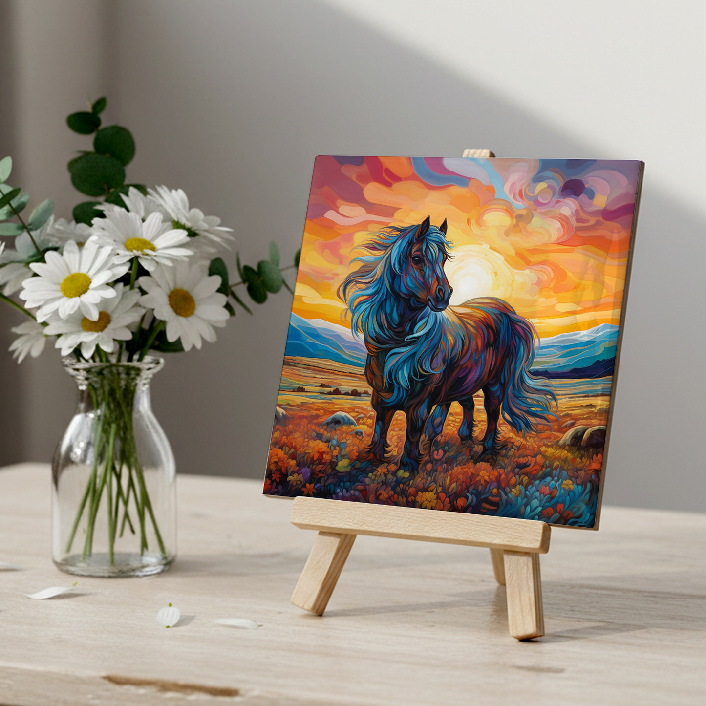 Shetland Pony Ceramic Art Tile with Easel
