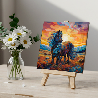 Shetland Pony Ceramic Art Tile with Easel