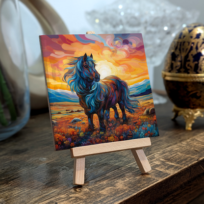 Shetland Pony Ceramic Art Tile with Easel