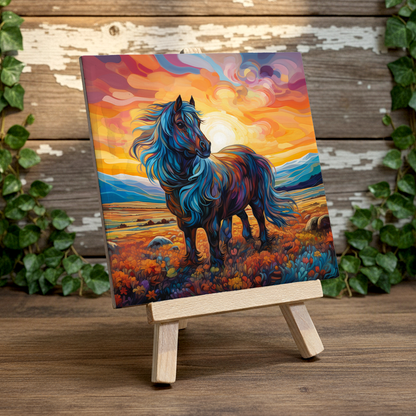 Shetland Pony Ceramic Art Tile with Easel