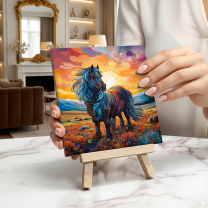 Shetland Pony Ceramic Art Tile with Easel