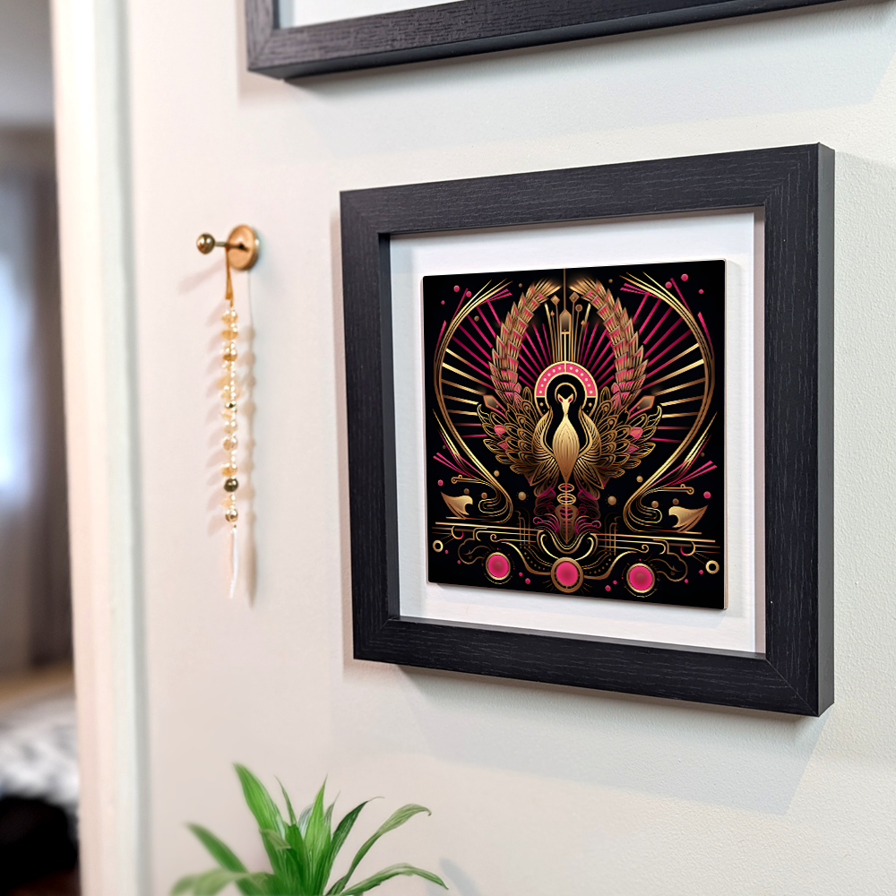 Crimson Phoenix  Framed Ceramic Art Tiles