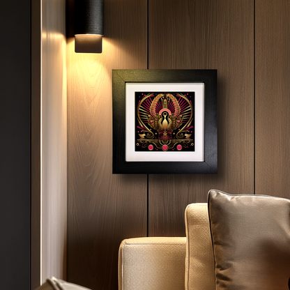 Crimson Phoenix  Framed Ceramic Art Tiles