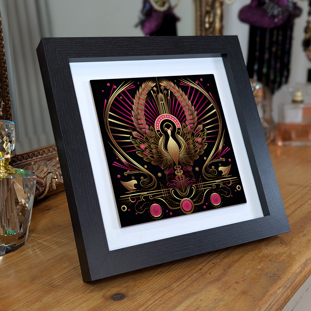 Crimson Phoenix  Framed Ceramic Art Tiles