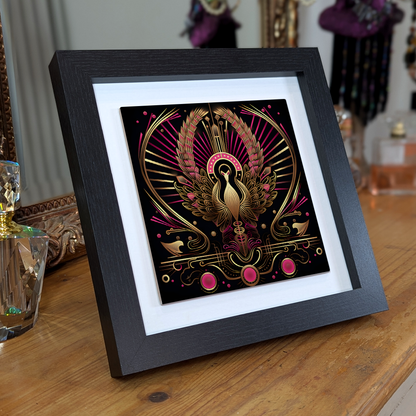 Crimson Phoenix  Framed Ceramic Art Tiles