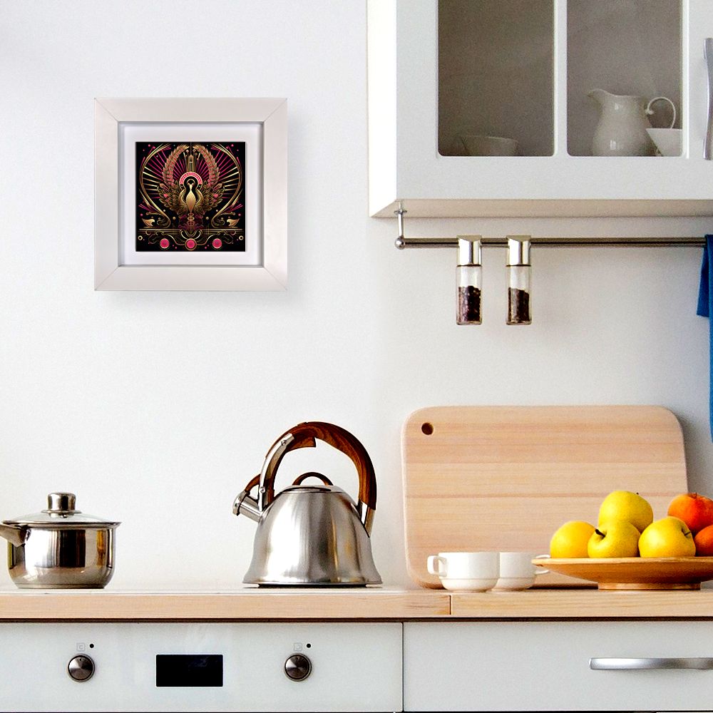 Crimson Phoenix  Framed Ceramic Art Tiles