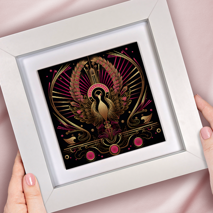 Crimson Phoenix  Framed Ceramic Art Tiles