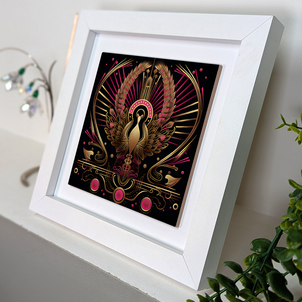 Crimson Phoenix  Framed Ceramic Art Tiles