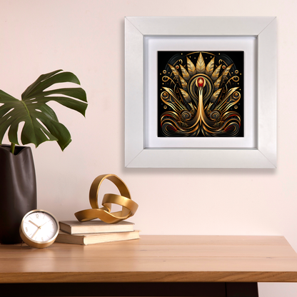 Golden Plume Framed Ceramic Art Tiles