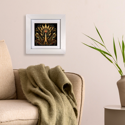 Golden Plume Framed Ceramic Art Tiles