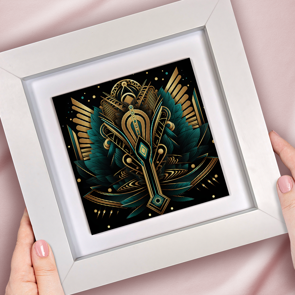 Emerald Majesty Framed Ceramic Art Tiles