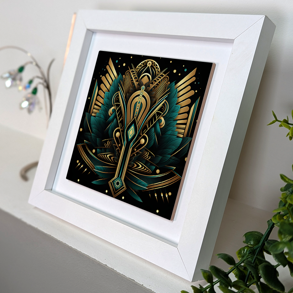 Emerald Majesty Framed Ceramic Art Tiles