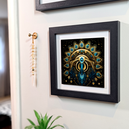 Celestial Peacock Framed Ceramic Art Tiles