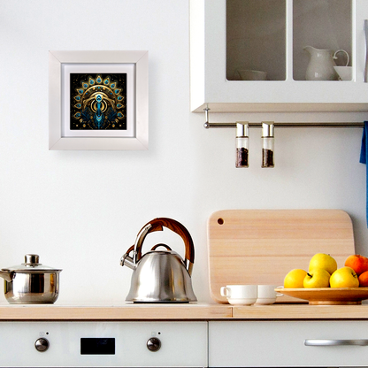 Celestial Peacock Framed Ceramic Art Tiles