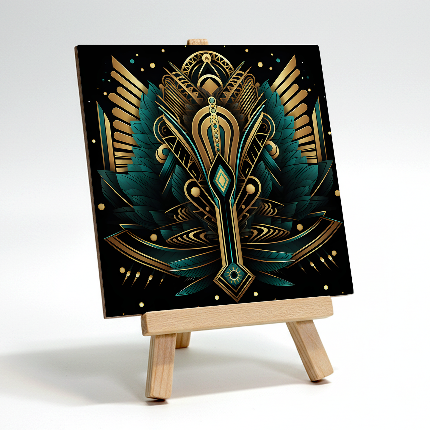 Emerald Majesty Ceramic Art Tile with Easel