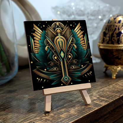 Emerald Majesty Ceramic Art Tile with Easel