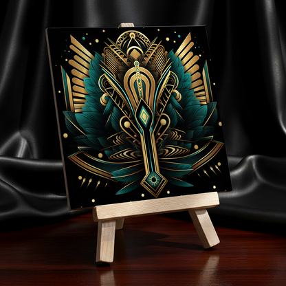 Emerald Majesty Ceramic Art Tile with Easel