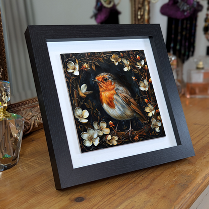 The Robin Framed Gothic Ceramic Art Tiles
