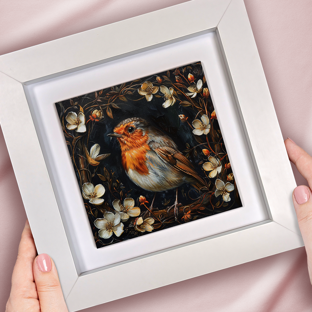 The Robin Framed Gothic Ceramic Art Tiles