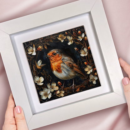 The Robin Framed Gothic Ceramic Art Tiles
