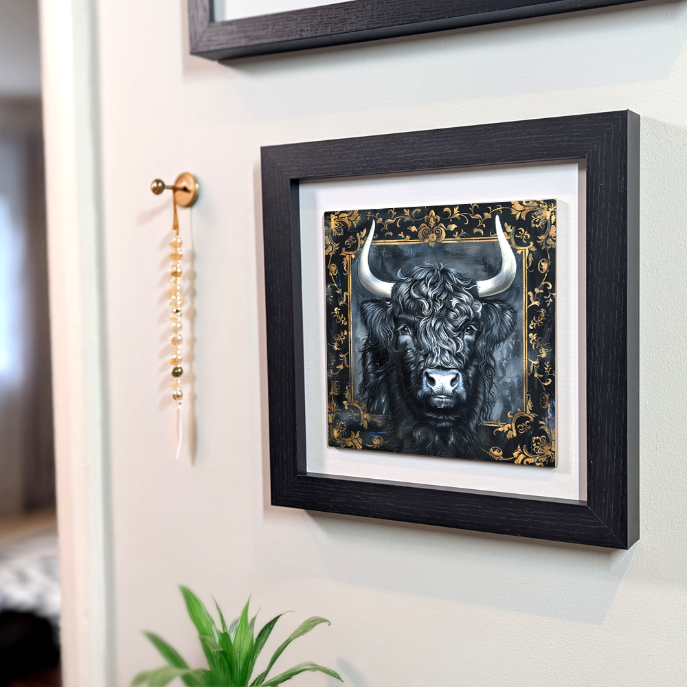 The Highland Cow Framed Gothic Ceramic Art Tiles